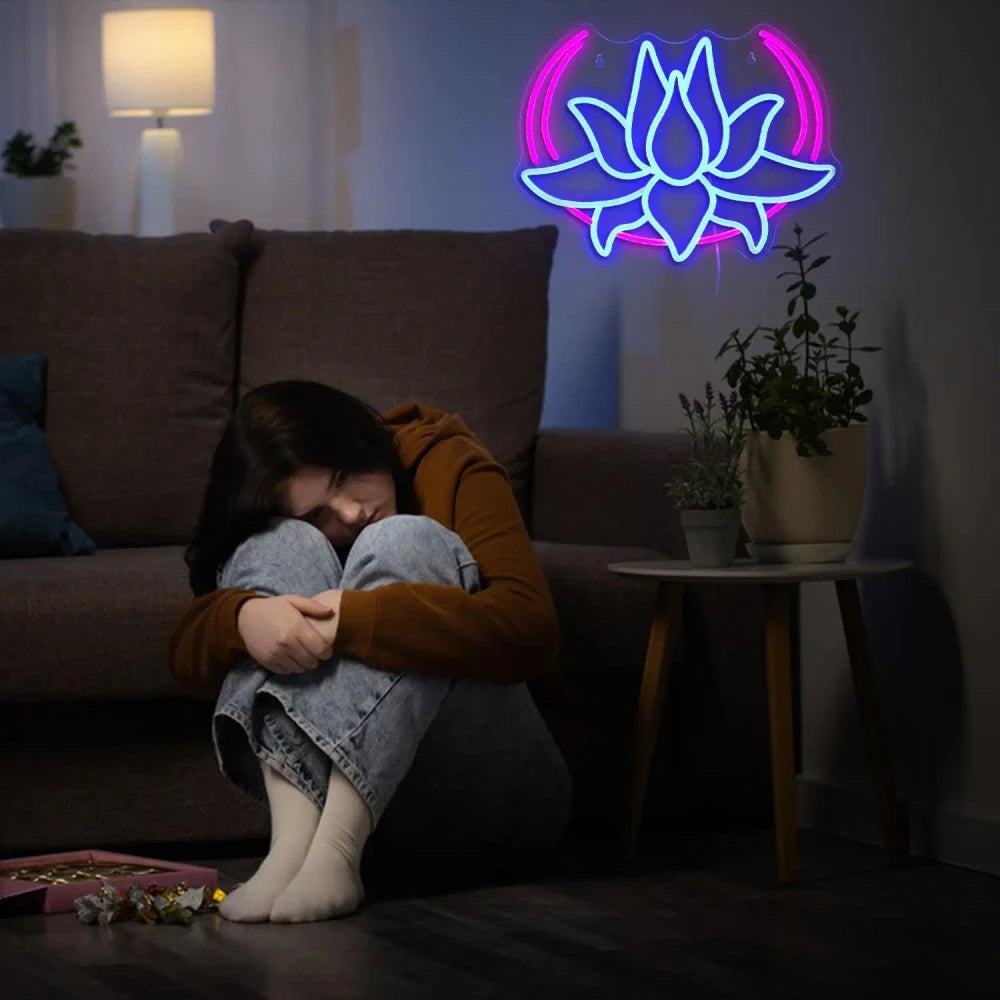 Moon Lotus Flower Neon Sign