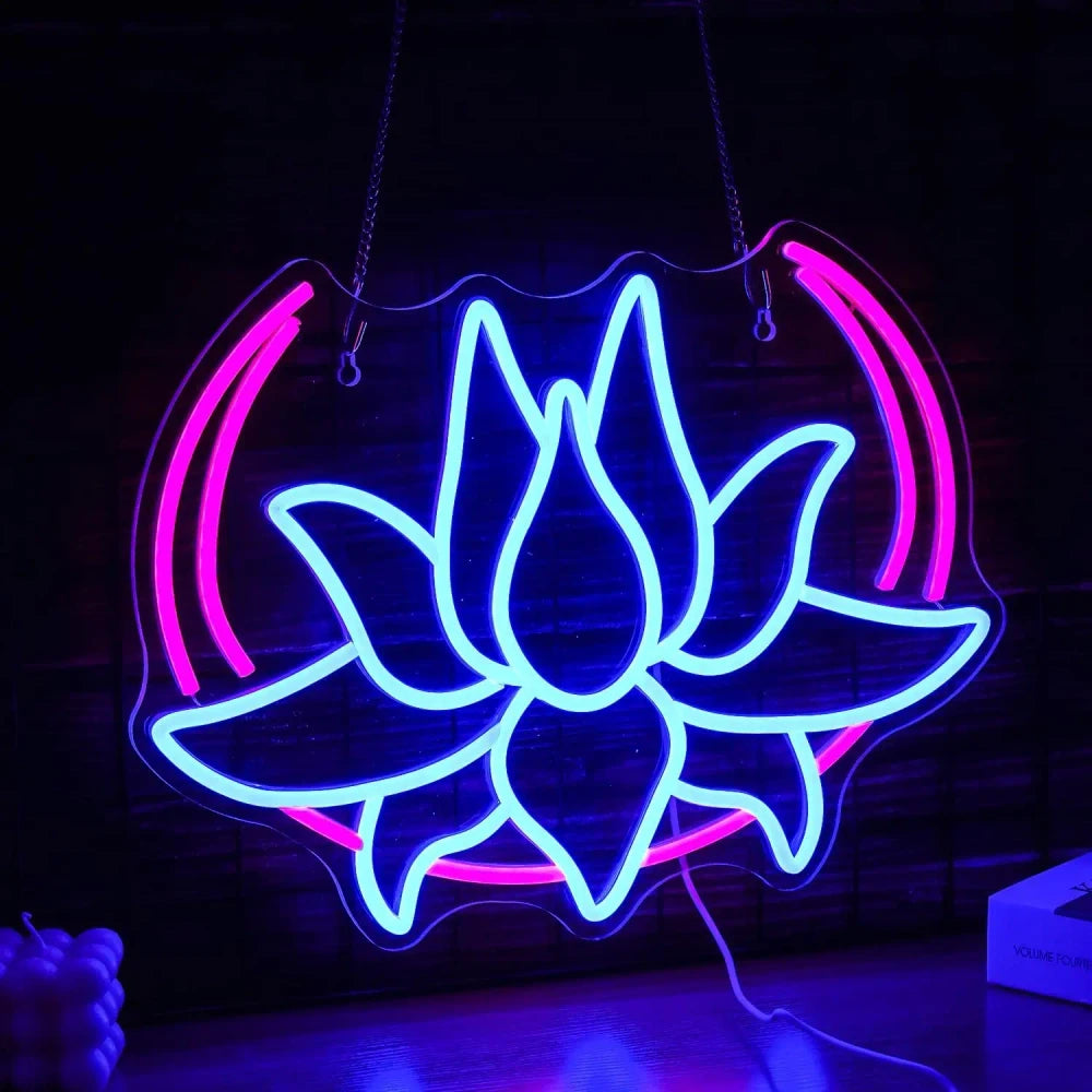 Moon Lotus Flower Neon Sign