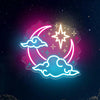 Crescent Moon Cloud Star Neon Wall Light