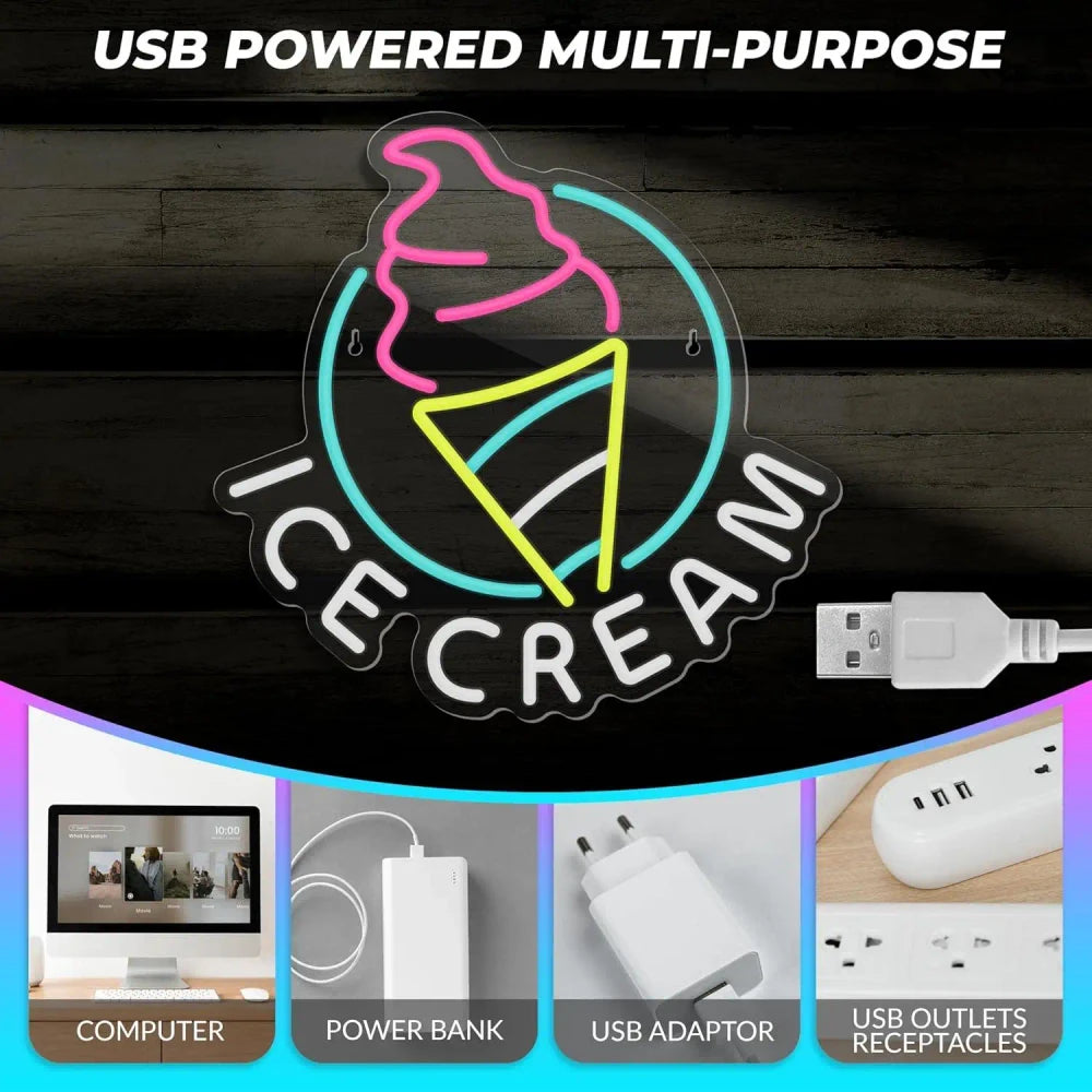 Various Ice Cream Shop LED Neon Sign