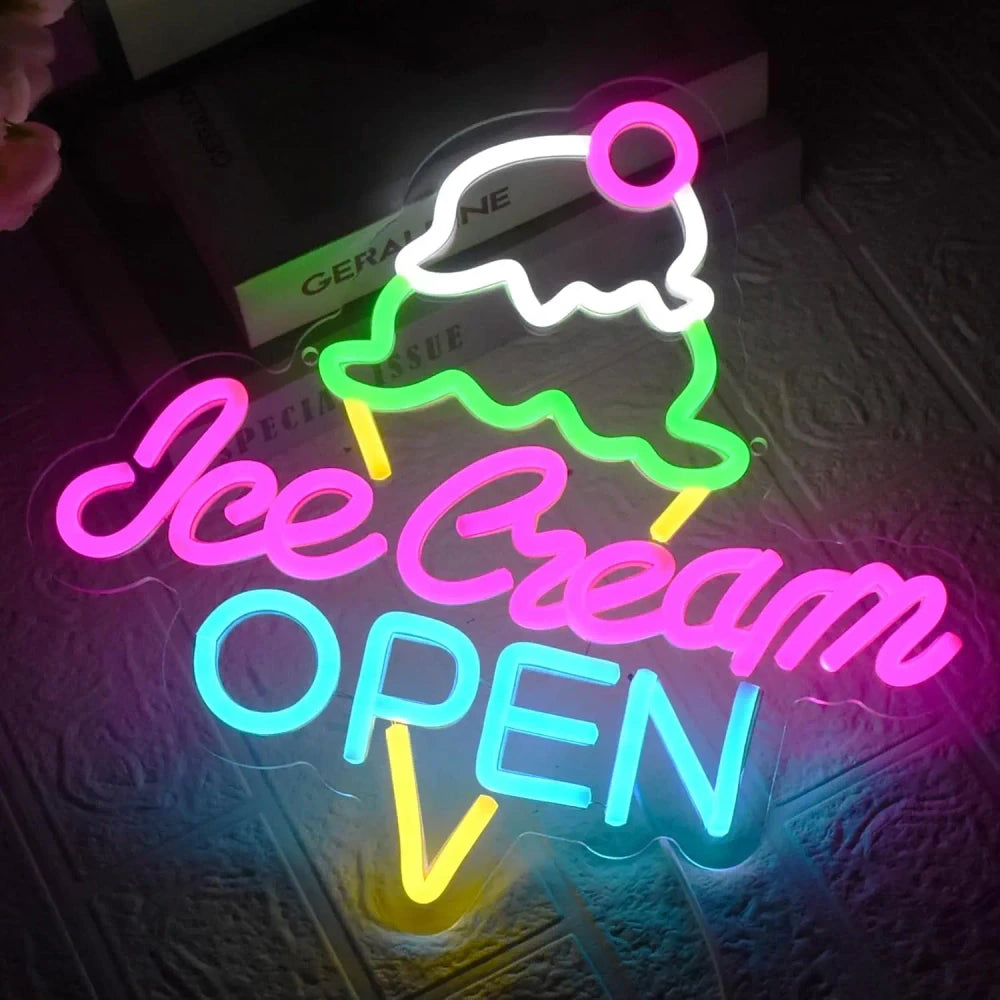 Ice Cream Shop Open LED Neon Sign
