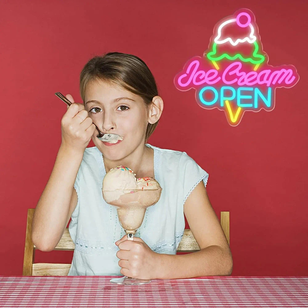 Ice Cream Shop Open LED Neon Sign
