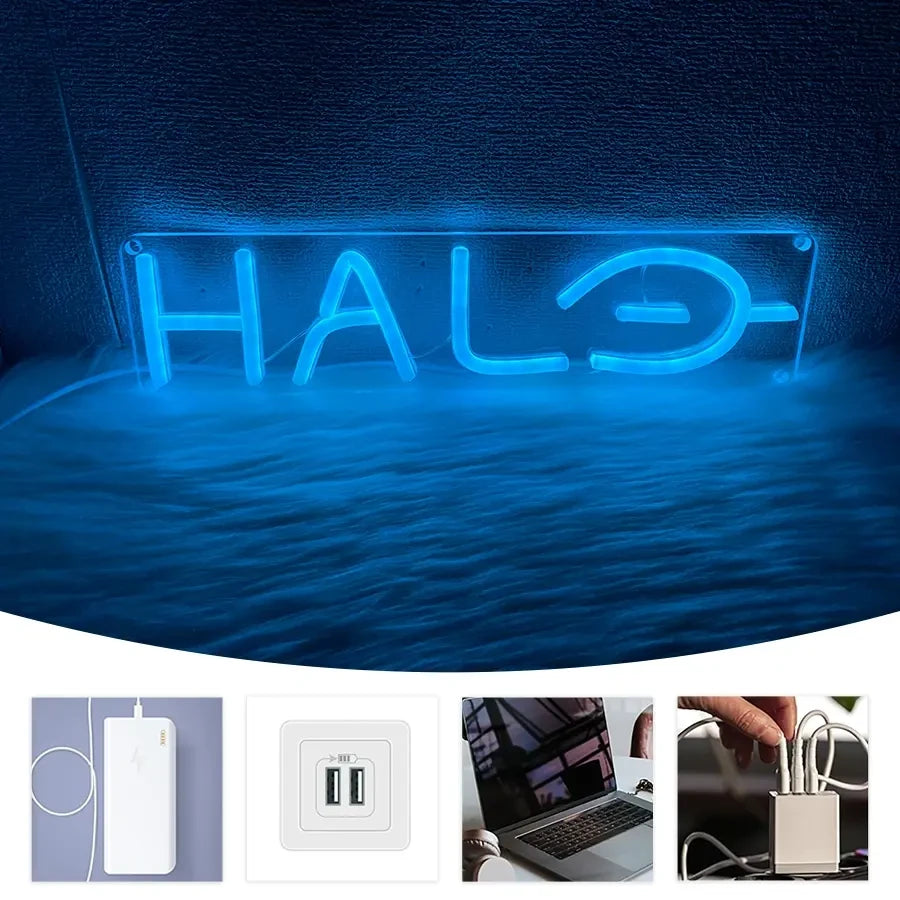 Blue Halo Gaming Neon Sign