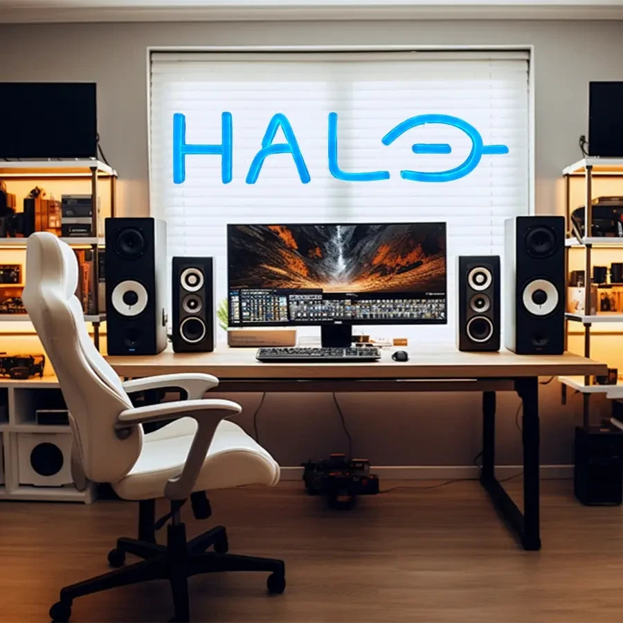 Blue Halo Gaming Neon Sign
