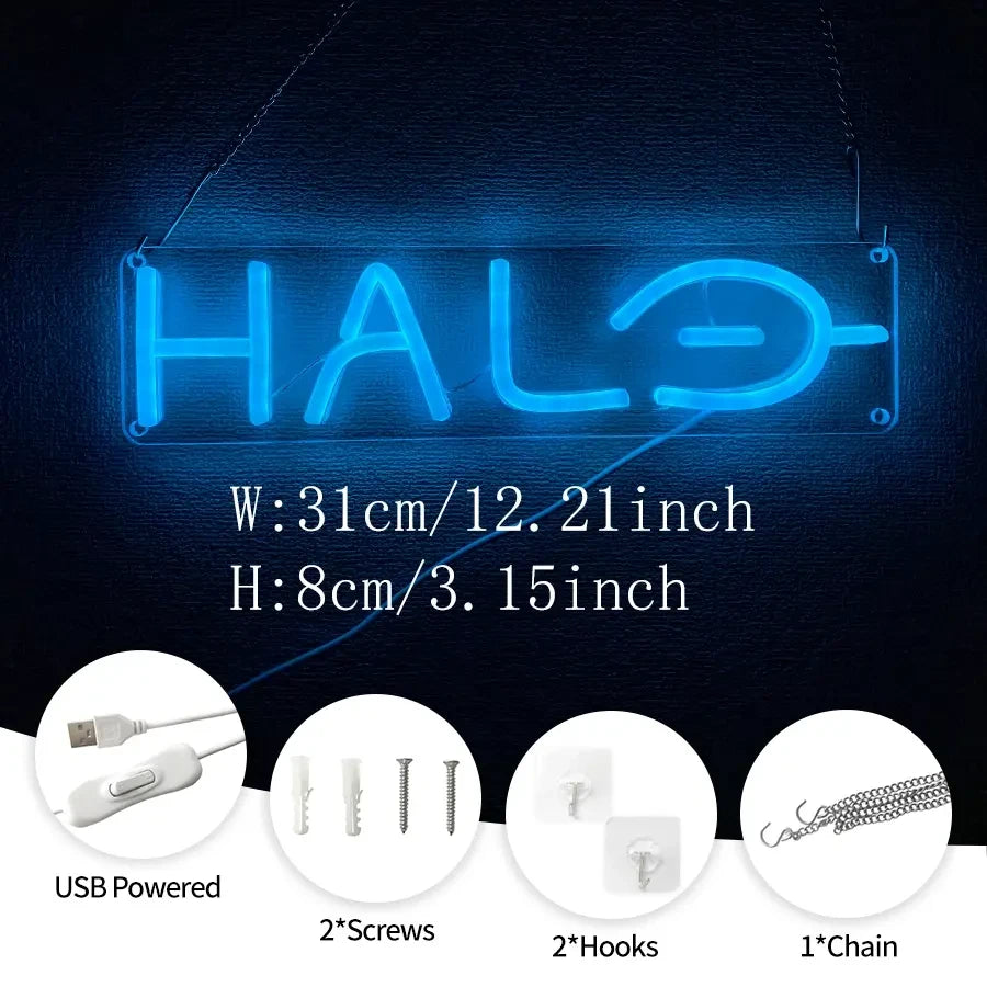 Blue Halo Gaming Neon Sign