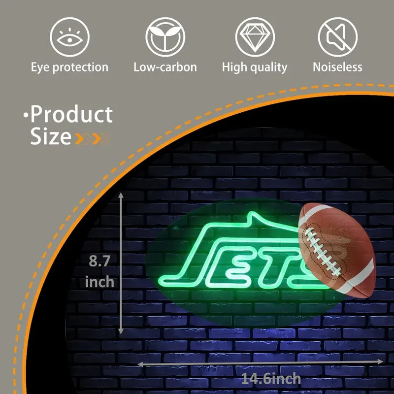 Green Jets Football Neon Sign