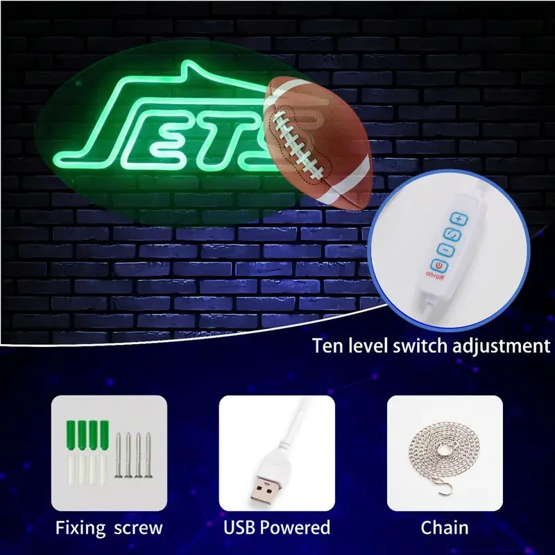 Green Jets Football Neon Sign