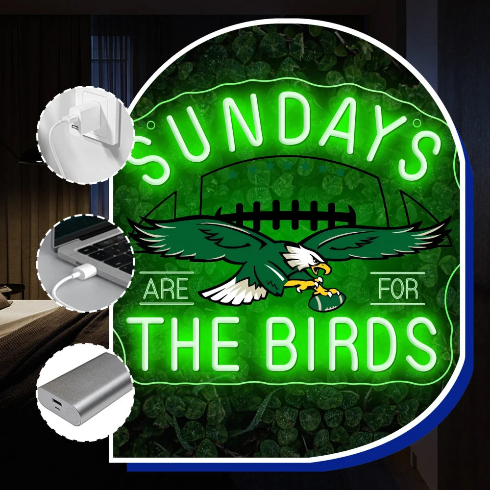 Sundays Are For The Birds Eagles Football LED Neon Light Sign