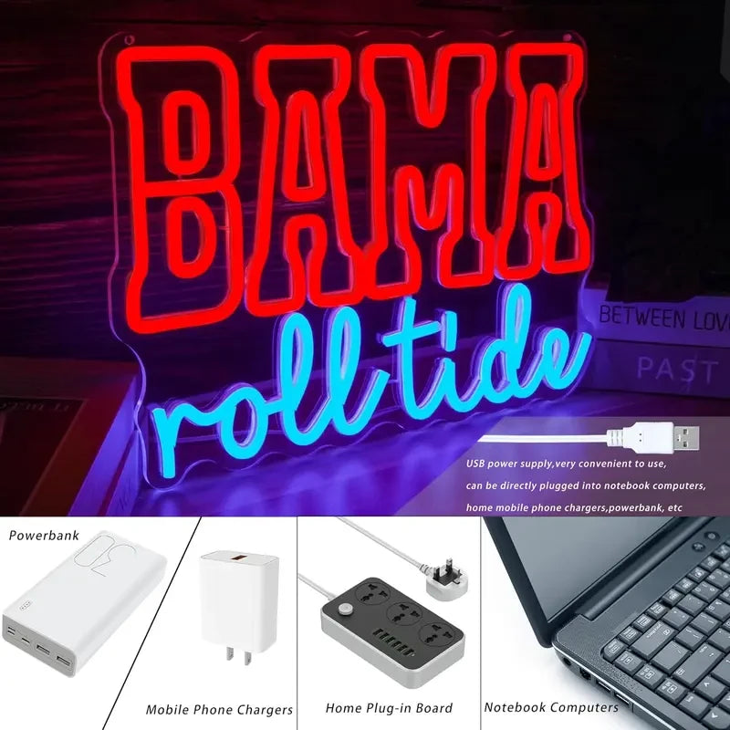 Alabama "Bama Roll Tide" Neon Sign