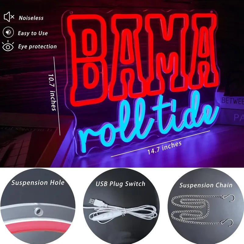 Alabama "Bama Roll Tide" Neon Sign