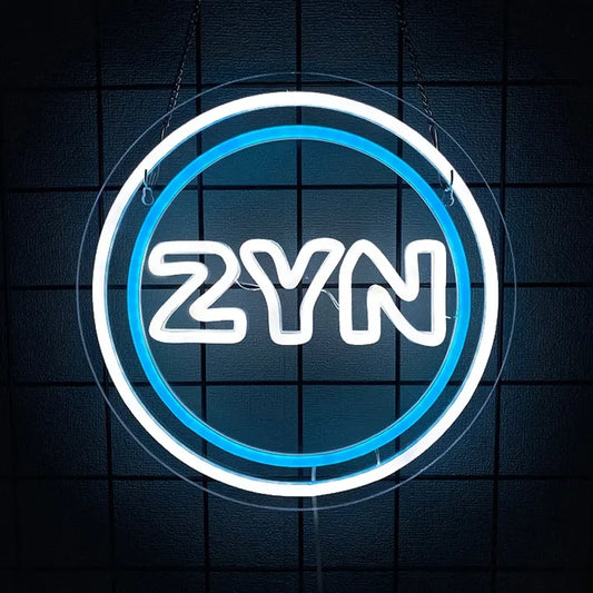 Blue and White ZYN Pouch LED Neon Sign