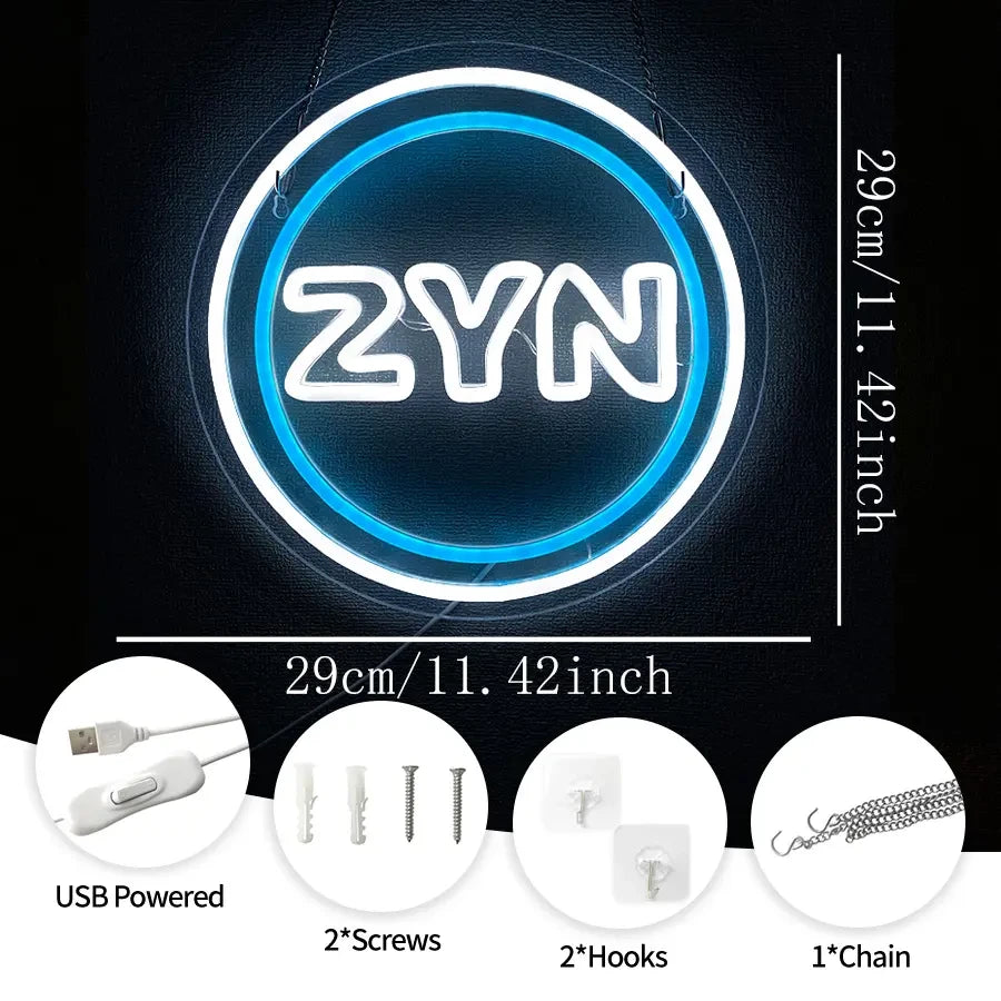 Blue and White ZYN Pouch LED Neon Sign