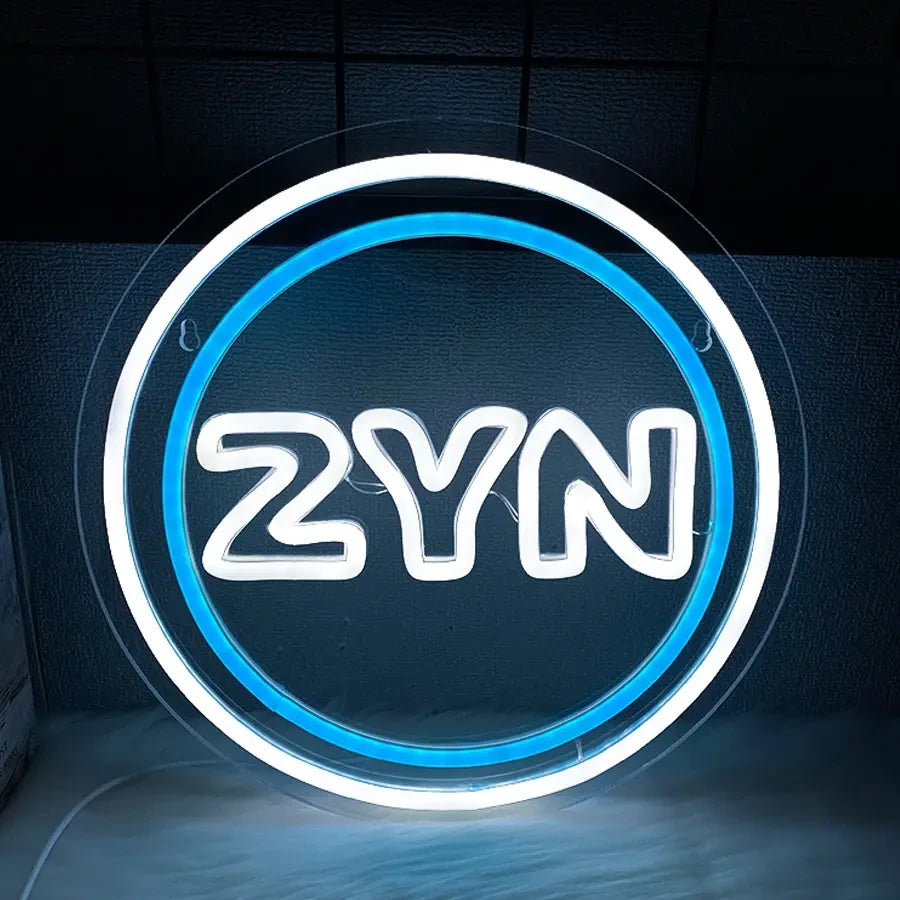 Blue and White ZYN Pouch LED Neon Sign