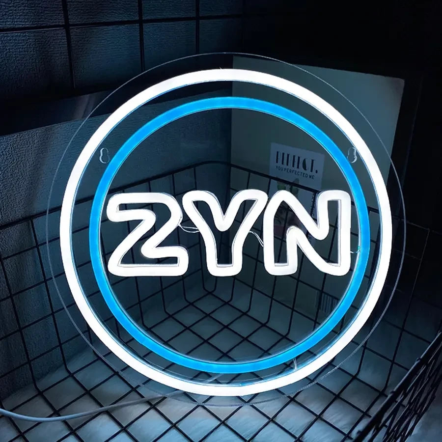 Blue and White ZYN Pouch LED Neon Sign