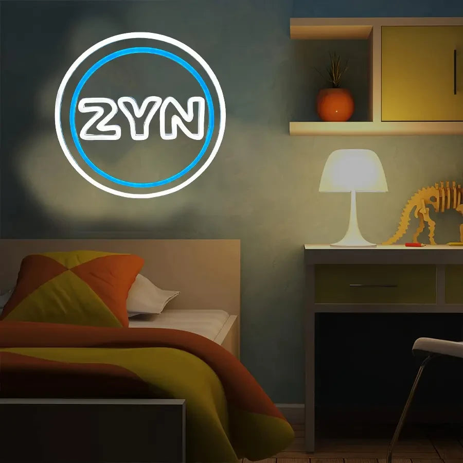 Blue and White ZYN Pouch LED Neon Sign