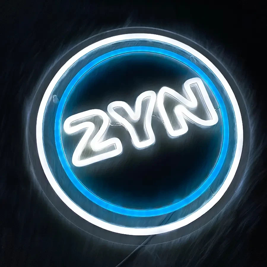 Blue and White ZYN Pouch LED Neon Sign