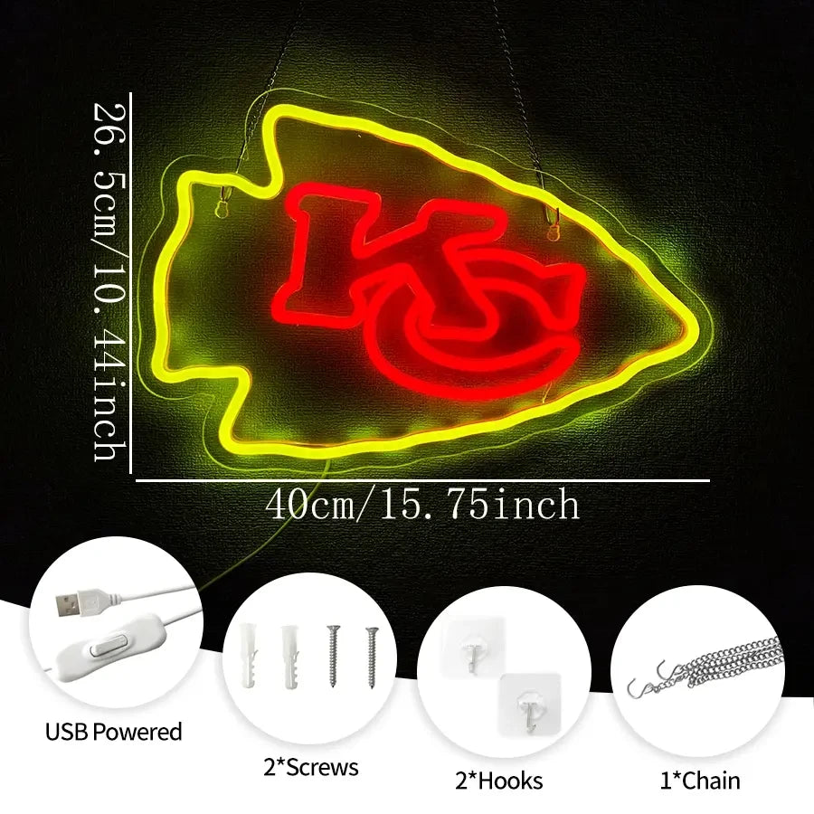 Kansas CIty Chiefs Football Neon Sign