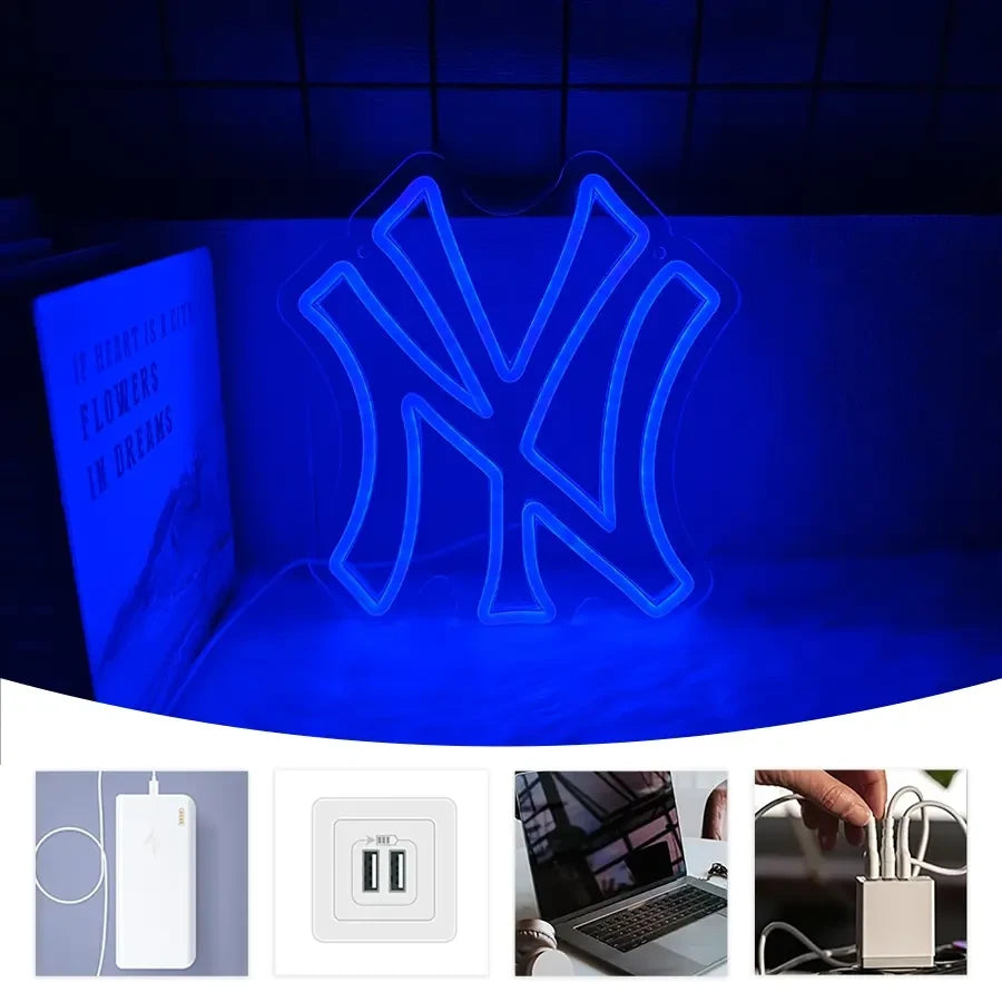 New York Yankees Baseball Team Logo Neon Sign