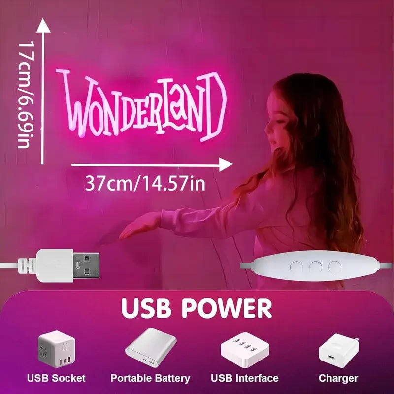 Pink Alice in Wonderland LED Neon Sign
