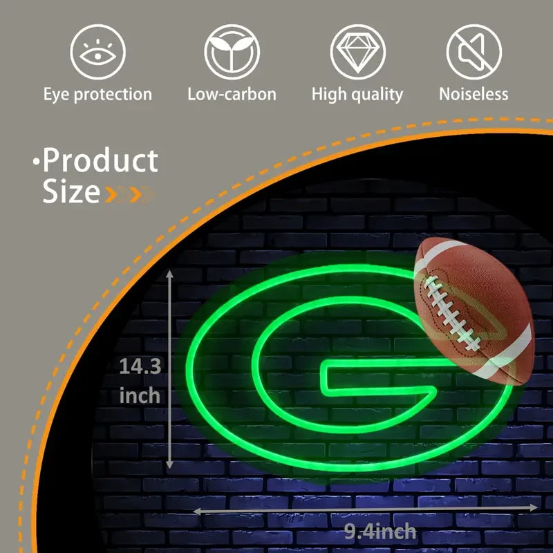 Green Bay Packers Football Neon Sign