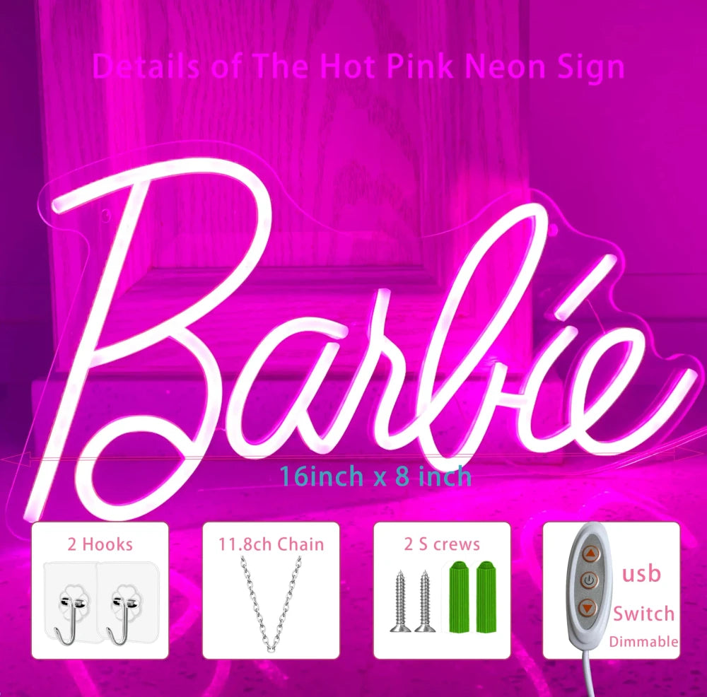 Pink Barbie LED Neon Sign