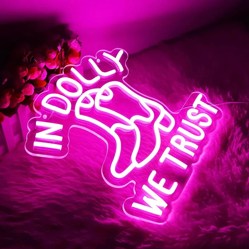 "In Dolly We Trust" Dolly Parton Neon Sign