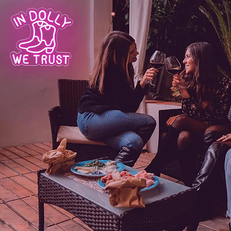 "In Dolly We Trust" Dolly Parton Neon Sign