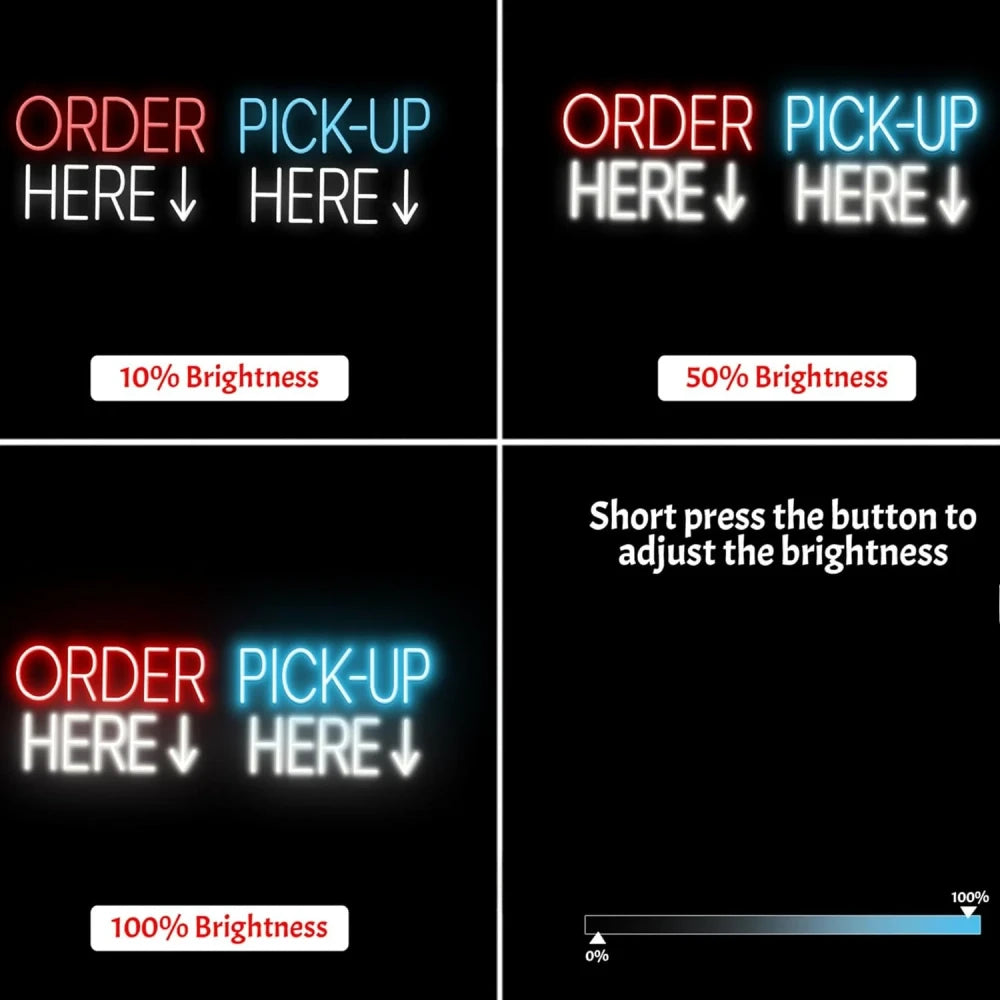 Order Here / Pickup Here Neon Sign 2 Pack