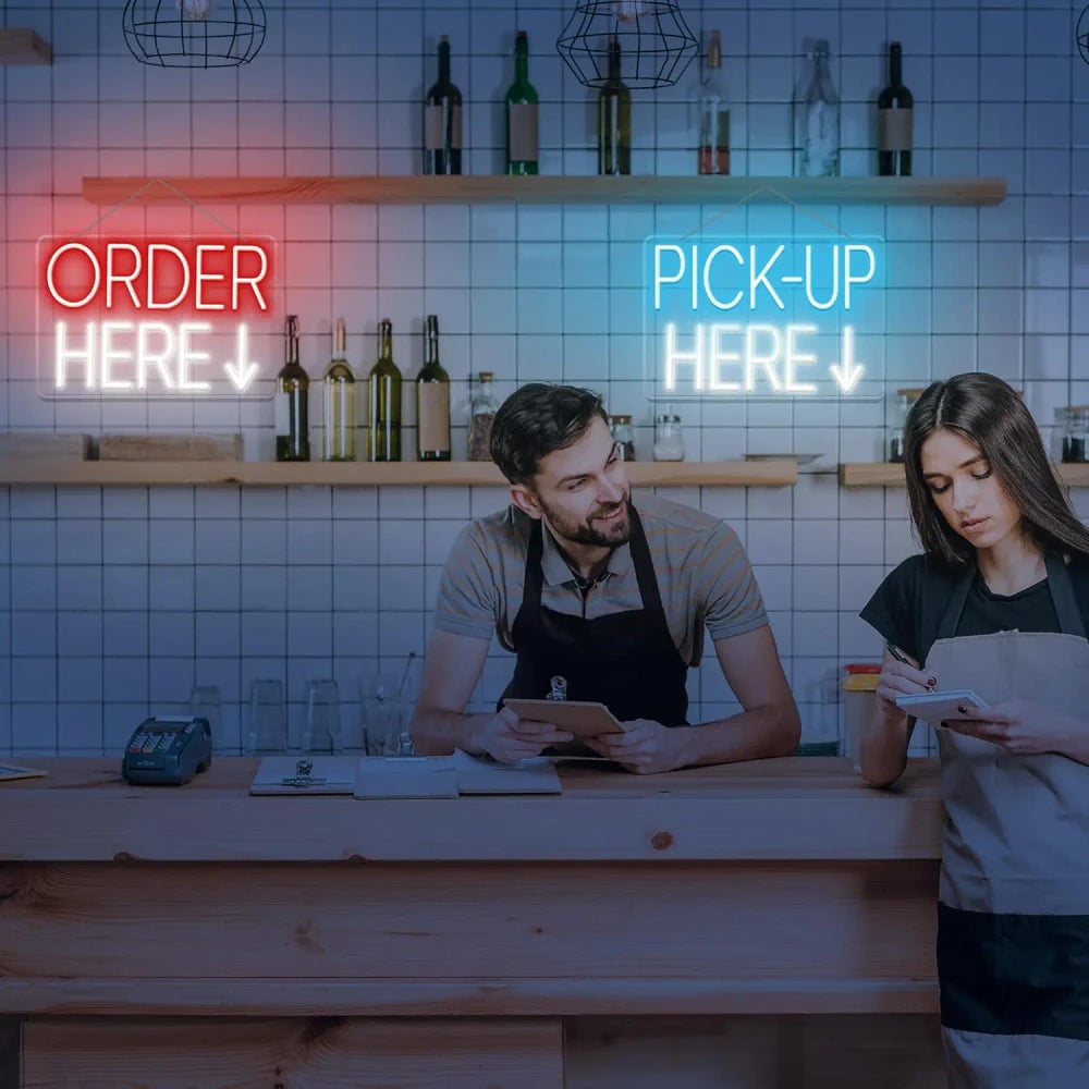 Order Here / Pickup Here Neon Sign 2 Pack