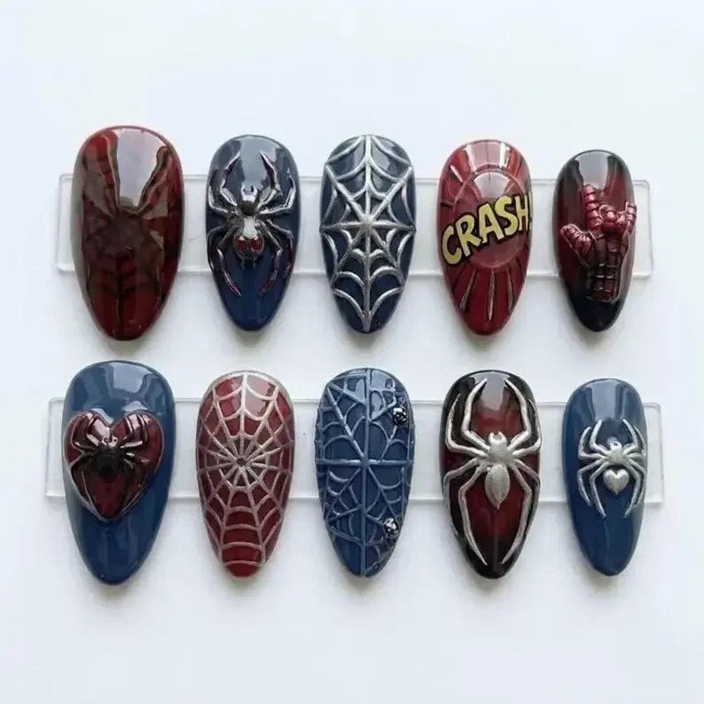 Spiderman Superhero Comic Book Handmade Press-On Nails