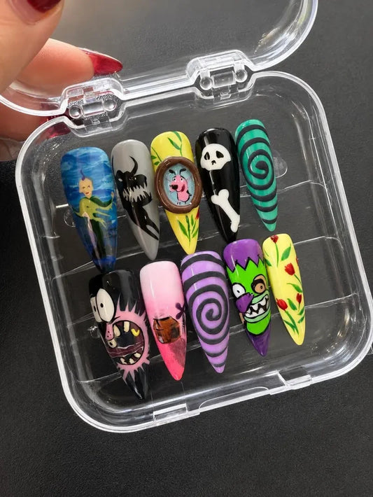 Courage The Cowardly Dog Cartoon Handmade Press On Nails