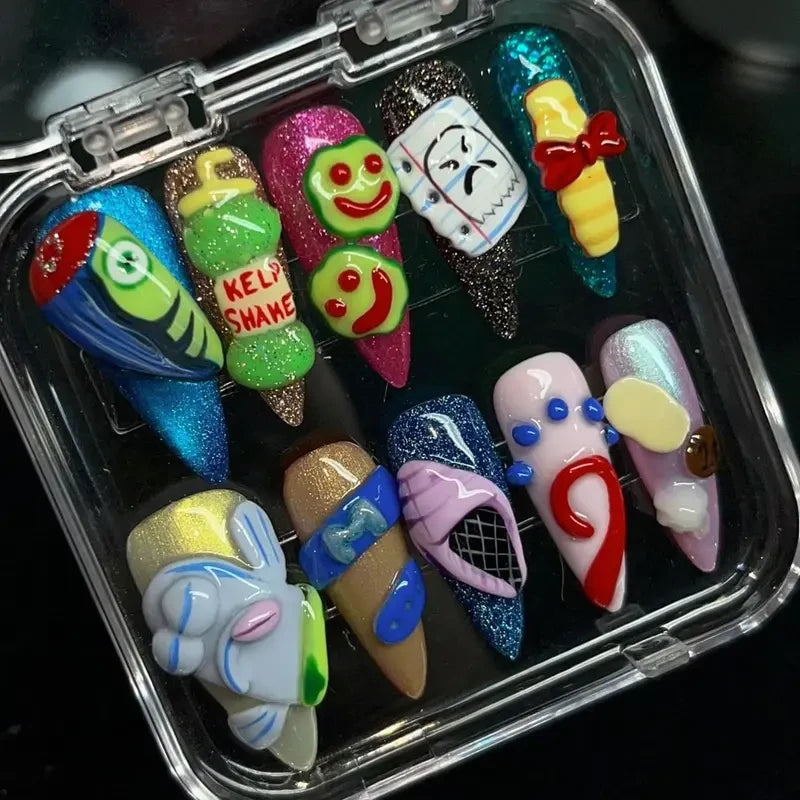 Spongebob Squarepants Cartoon Handmade Press On Nails