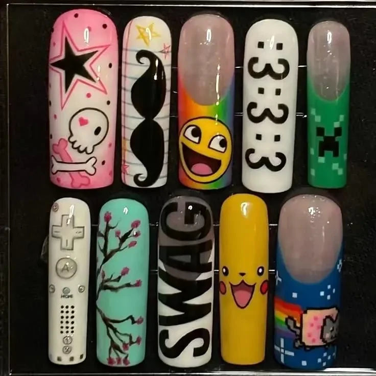 Y2K Internet Nostalgia Handmade Press On Nails