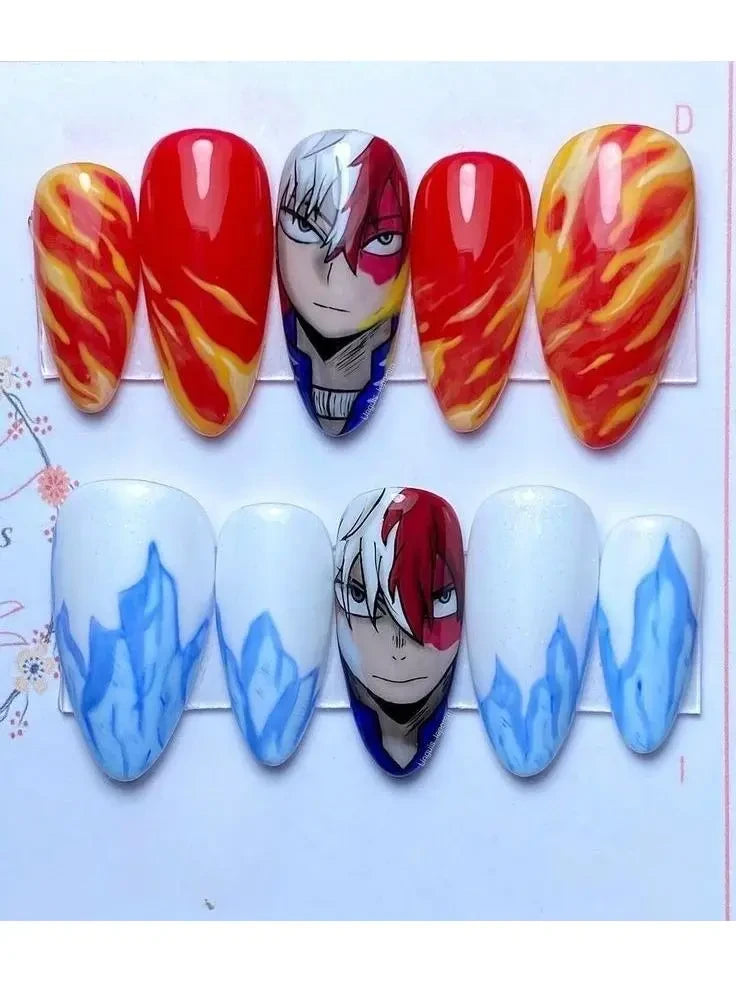 My Hero Academia Anime Shoto Todoroki Handmade Press On Nails