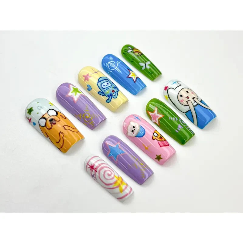 Adventure Time Cartoon Handmade Press On Nails