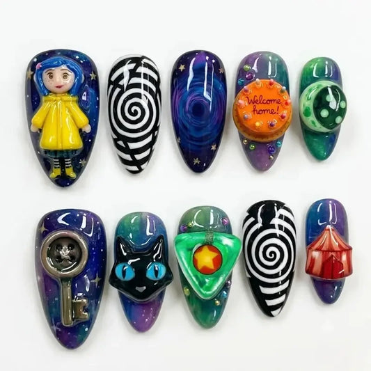 Coraline Movie (Style 5) Handmade Press On Nails