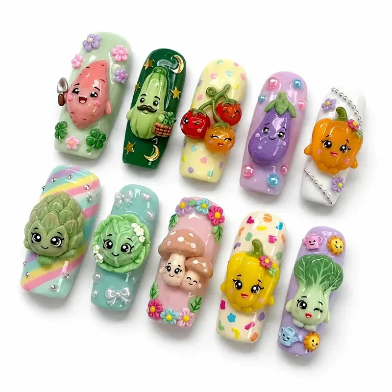 Shopkins Vegetables Handmade Press On Nails
