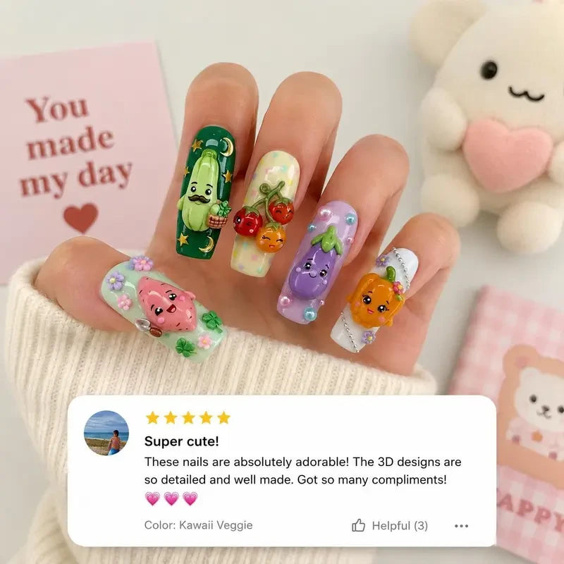 Shopkins Vegetables Handmade Press On Nails