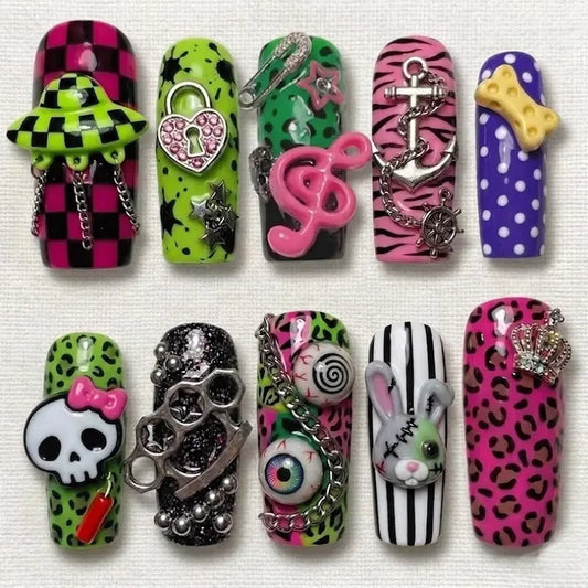 Y2K Punk Scene Handmade Press On Nails