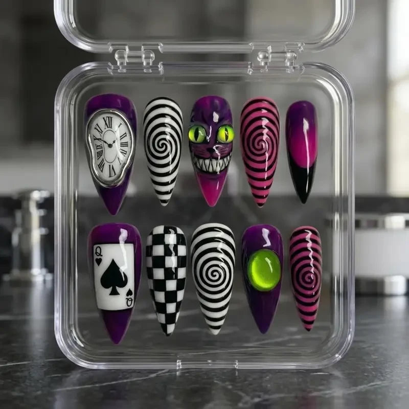 Alice in Wonderland Handmade Press On Nails