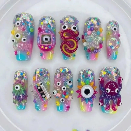 Y2K Weirdcore Handmade Press On Nails