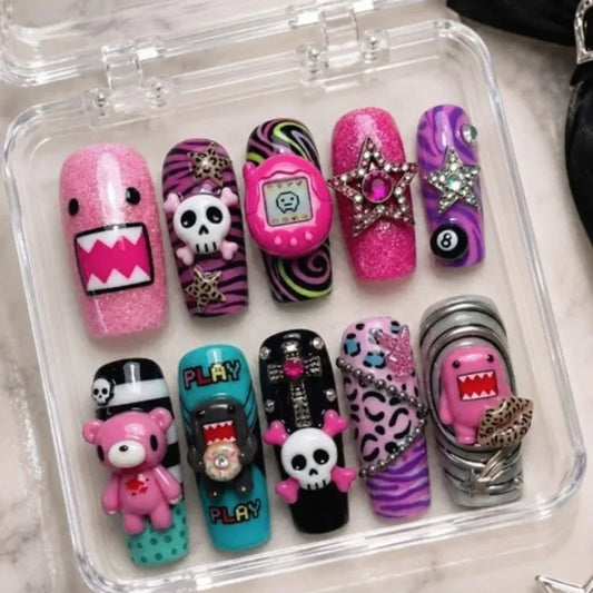 Y2K Alternative Domo Punk Handmade Press On Nails
