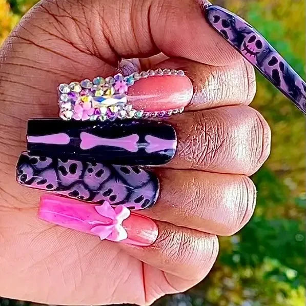 Pink Halloween Preppy Luxury Handmade Press On Nails