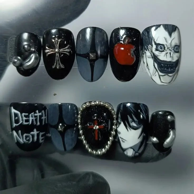 Death Note Anime Gothic Handmade Press On Nails