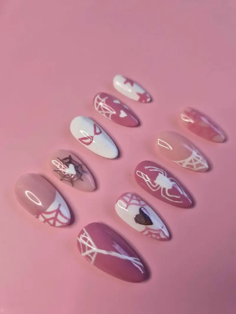 Pink Spiderman Superhero Handmade Press-On Nails