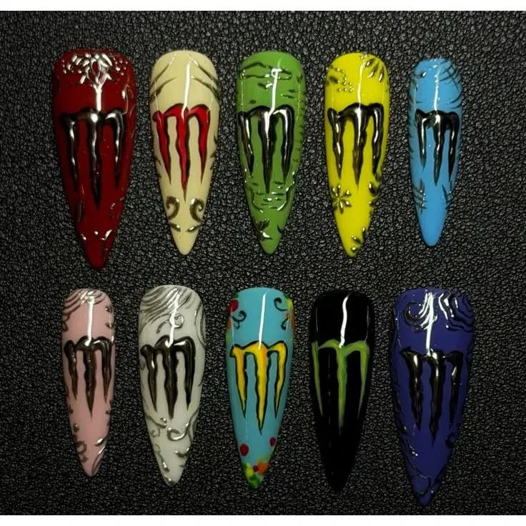 Monster Energy Drink Handmade Press On Nails