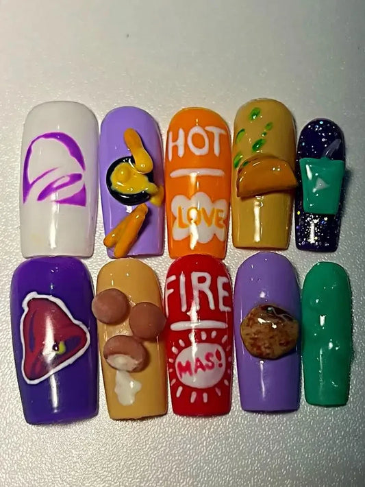 Taco Bell (Style 3) Handmade Press On Nails