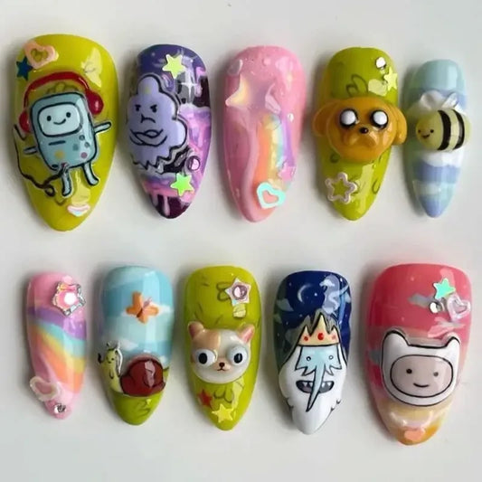 Adventure Time Cartoon (Style 3) Handmade Press On Nails