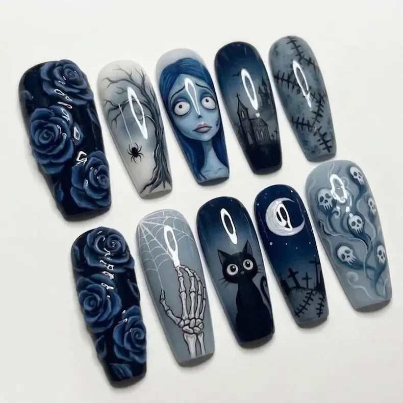 Corpse Bride Handmade Press On Nails