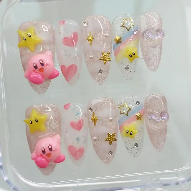 Kirby (Style 2) Handmade Press-On Nails
